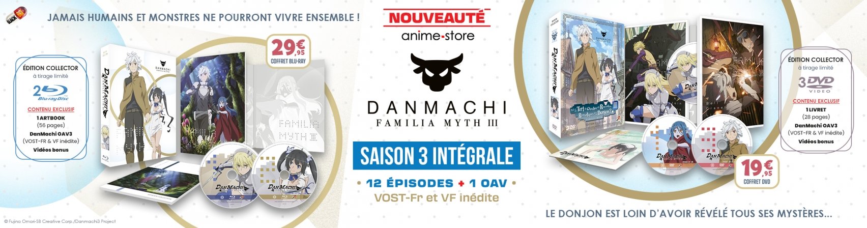 Nouveaut : DanMachi Familia Myth saison 3 en BR et DVD